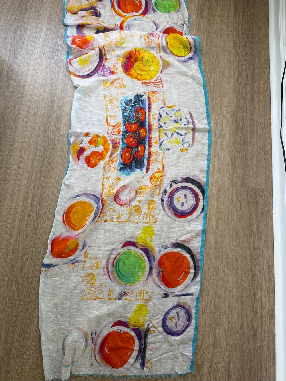 ETRO Italian Table Print Lightweight Scarf Wrap Multicolor 72 x 26